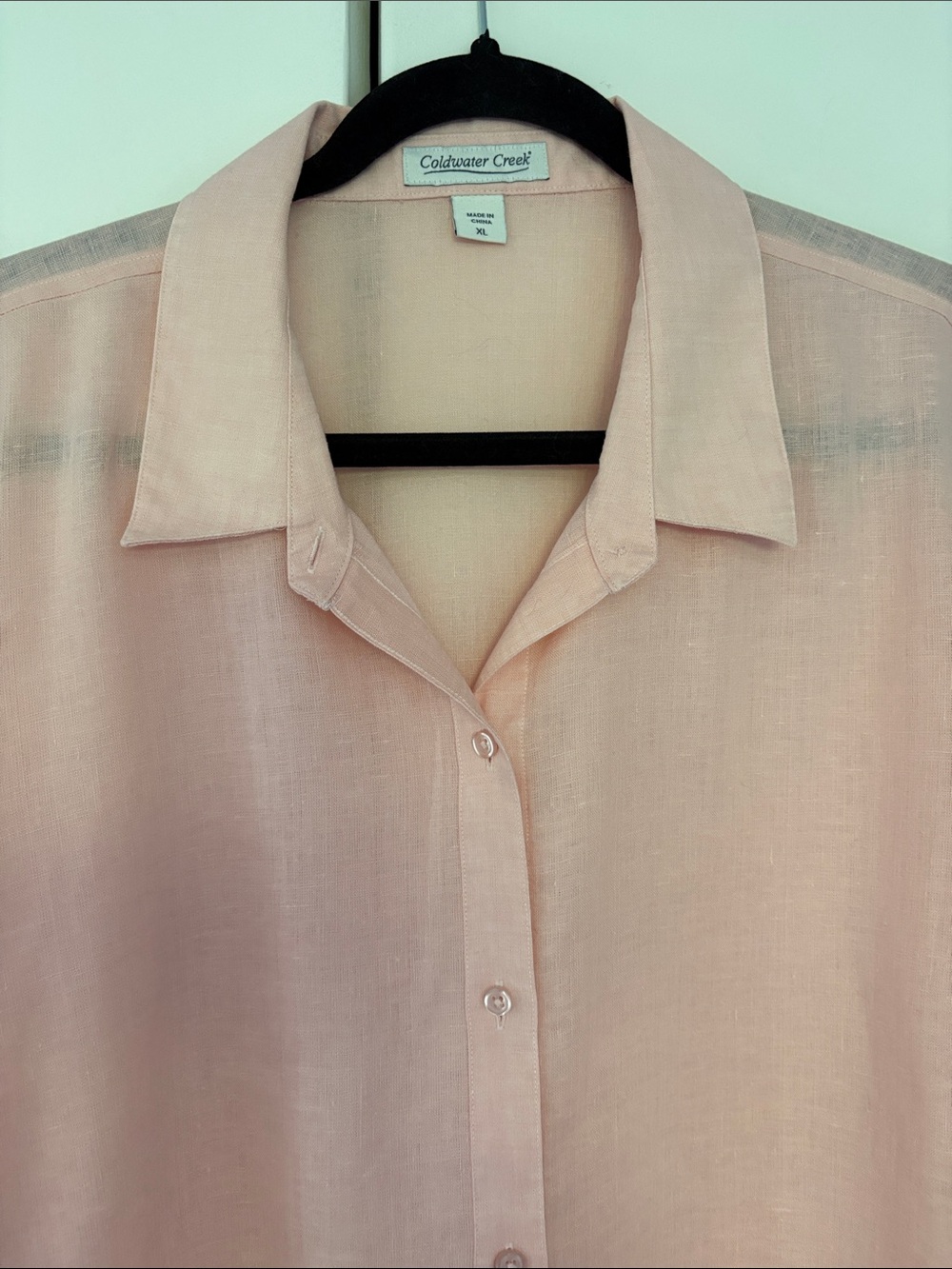 Coldwater Creek Women’s Pale Pink Button-Down LINEN Shirt